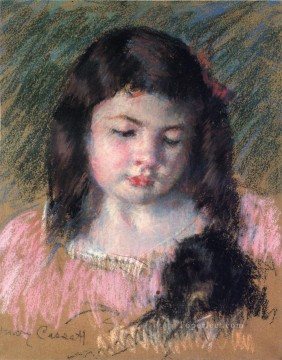 メアリー・カサット Painting - 下を向くフランソワーズ母子の胸像 メアリー・カサット